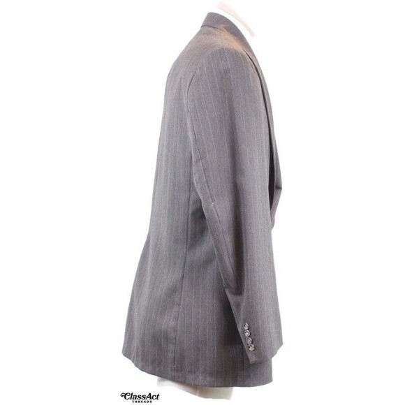 Greystone LTD Men's 2 Pc Suit Gray Striped 2 Btn 44L Pleated Fronts 38" Waist - Picture 7 of 9
